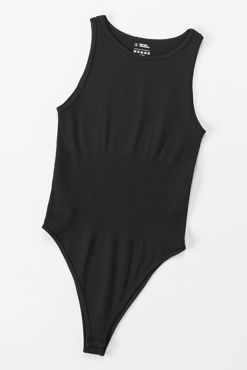 Black Sleeveless Ribbed Bodysuit