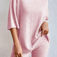 Apricot Plain Ribbed Loose Fit Two Piece Lounge Set