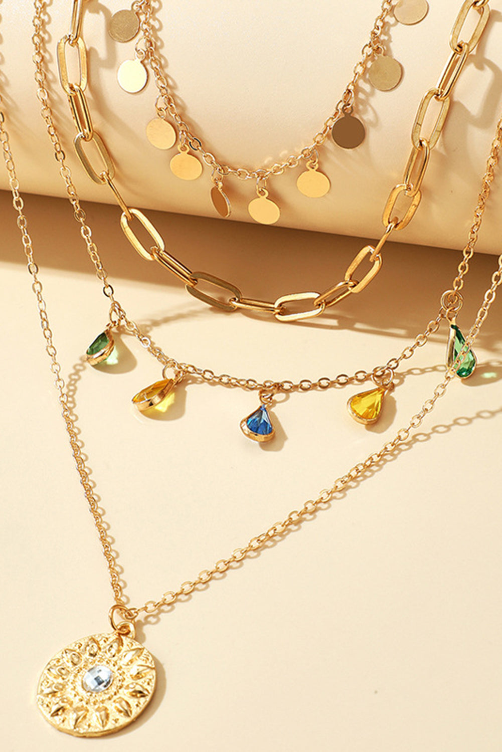 Gold Boho Water Drop Pendant Necklaces