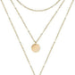 Gold Multi-layered Round Copper Pendant Necklace