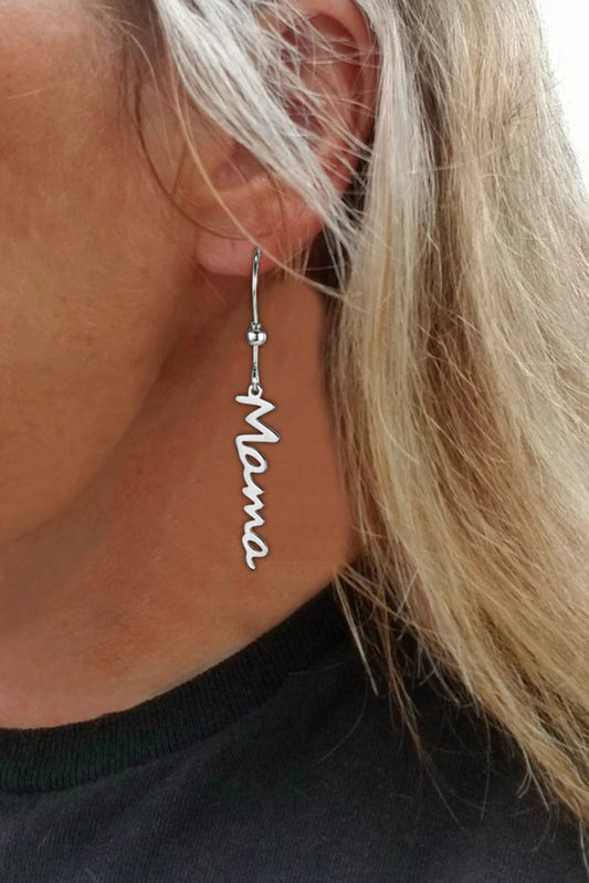Silver Mama Drop Pendant Earrings