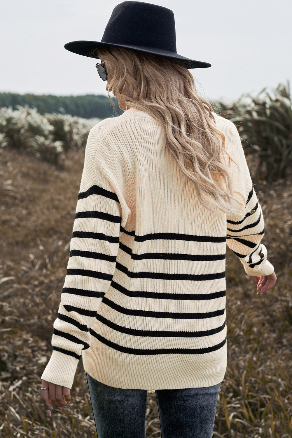 Cream and black top striped sweater