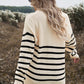 Cream Striped 1/4 zip Sweater