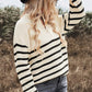 Cream Striped 1/4 zip Sweater