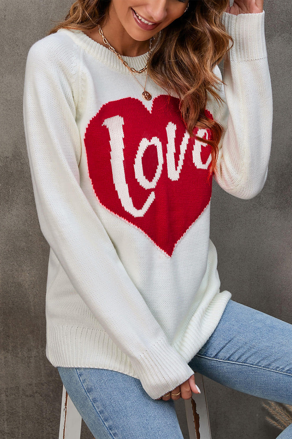 White LOVE Knit sweater – L&B MAMA