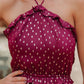 Polka-dot Ruffled Halter Backless Dress