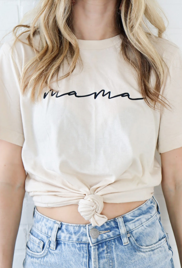 Cream MAMA Script T-shirt